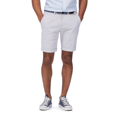 Big and tall grey belted oxford chino shorts